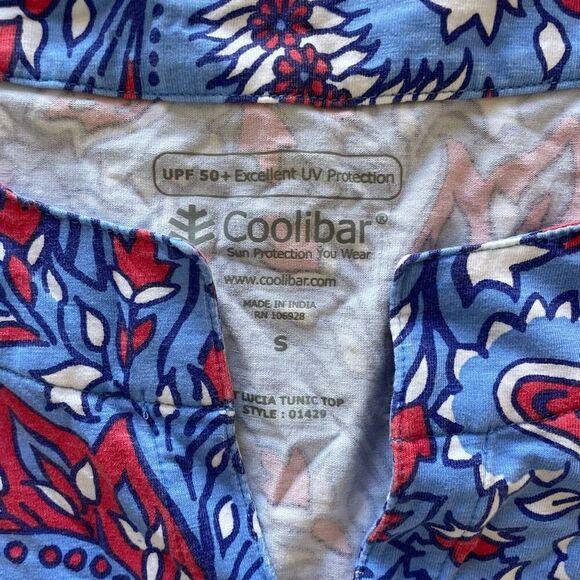 Coolibar Blue Red Paisley Tunic Top UPF 50+ Sun UV Protection Women’s Sz Small - Picture 2 of 4
